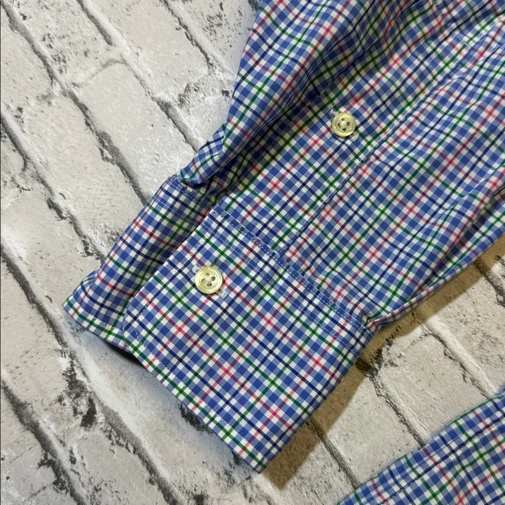 Polo Ralph Lauren mens 2XLT Tall blue check plaid button up casual shirt EUC